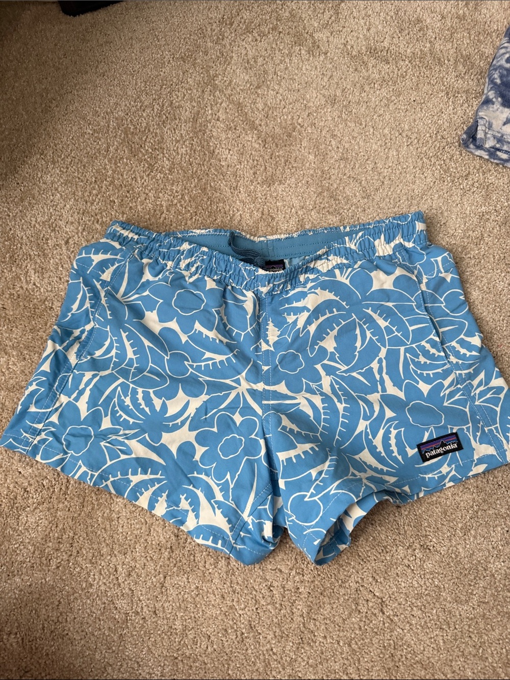Patagonia Women's Sky Blue & White Floral Elastic-Waist Shorts